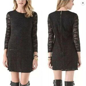 JUICY COUTURE Long Sleeve Black Lace Shift Dress Sz XS EUC